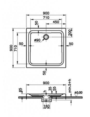 VitrA Optimum 90x90 Kare Monoblok MB Sifonlu Duş Teknesi - 52630003000