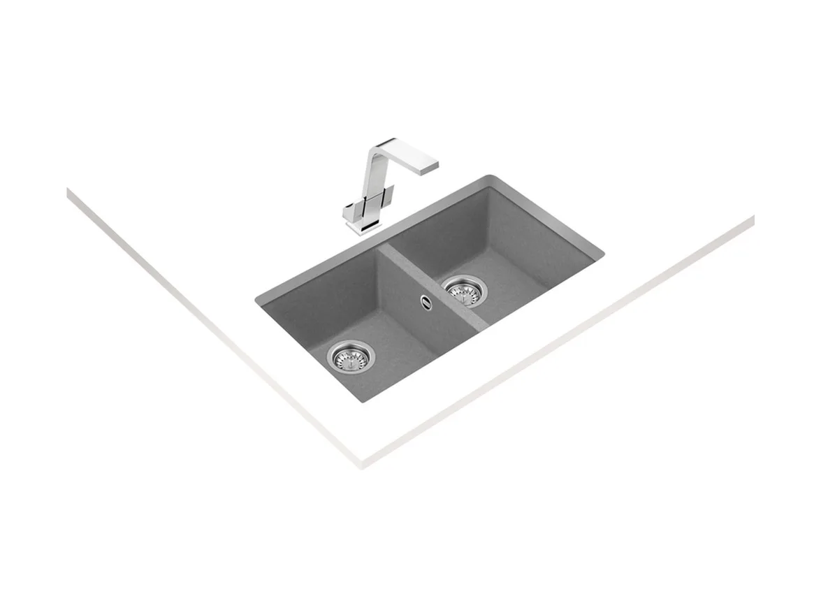Teka Square 760 Tg Çift Hazneli Tezgahaltı Tegranite Eviye - Stone Grey - 115260025